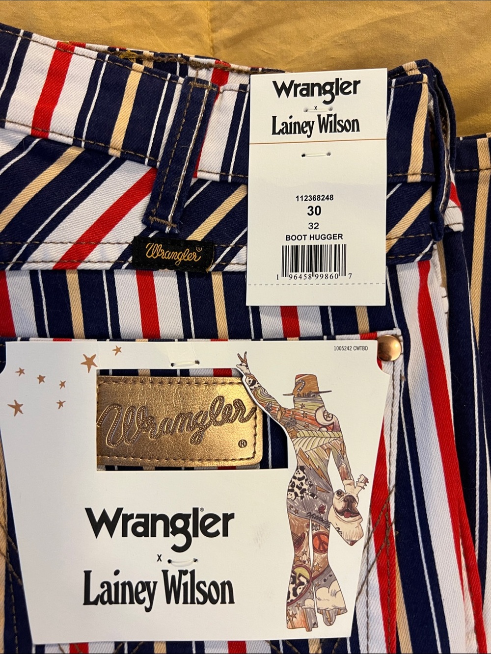 Wrangler x Lainey Wilson Red White & Blue Striped Women’s Bootcut Jeans